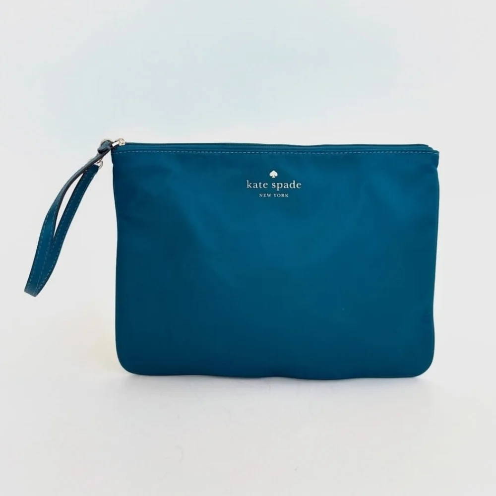Kate Spade Chelsea Teal Green Nylon Wristlet Pouch